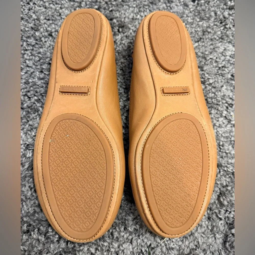 Tory Burch Minnie Travel Ballet Flat In Royal Tan/Gold Sz Womens 6.5